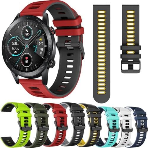 Sports Silicone Strap For Honor Magic Watch 2 46mm 42MM Smart Bracelet Double Color Belts For Huawei Watch GT 2 46MM/GT2 Pro/2E