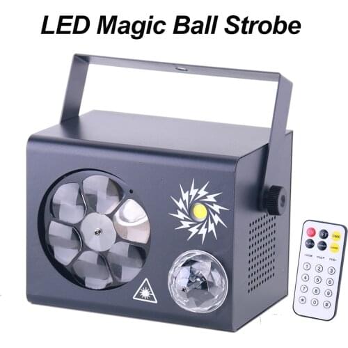 4IN1 RGB LED Gobo Magic Ball White Strobe Red Green Lasers Projector DMX Sound Control Stage Lighting Effect Disco DJ Club Party