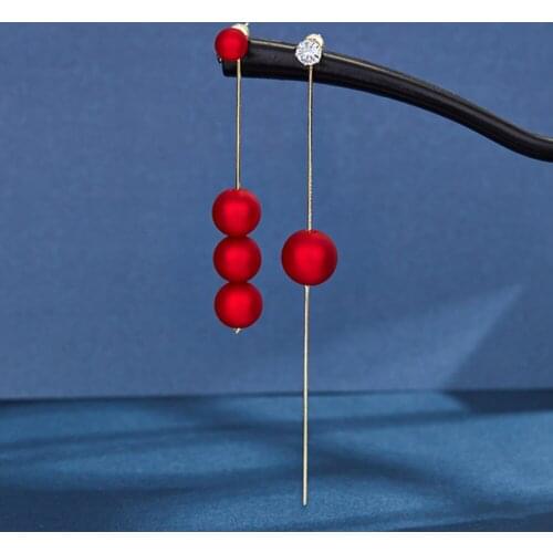 White Red Pearls Earrings For Women Short Long Ear Cord Female Fashion Body Jewelry 2021 Gifts Accessories For Ladies