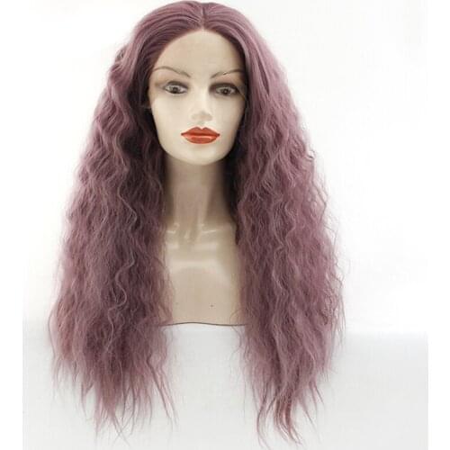 Loose Curly Synthetic Wig Dark Purple Lace Front Wigs Kinky Curly Heat Resistant Fibers Half Hand Tied Lace Front Wigs Cheap