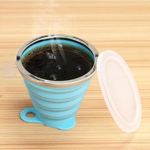 Hot Sale Foldable Silicone Cups Portable Retractable Drinking Mug Silicone Cup Portable 270mL Collapsible Water Cups