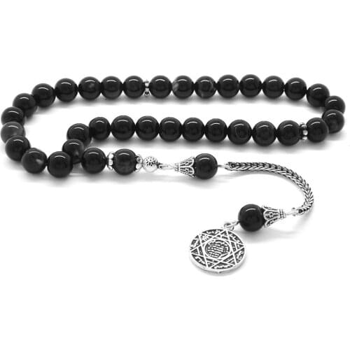 Babba 925 Sterling Silver Sphere Cut with King Tassel Natural Stone Tasbih