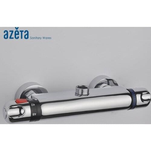 AZETA Thermostatic Faucet Contemporary Bathroom Brass Bath Shower Mixer Temperature Control Faucet Wall Mounted Mixer Tap MK6403