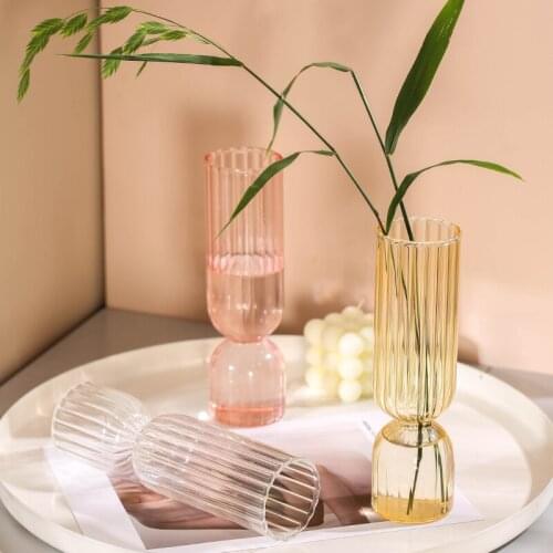 Nordic Vase Glass Ornaments Decorative Flower Vase Bedroom Home Decor Living Room Table Vase Hydroponic Terrarium