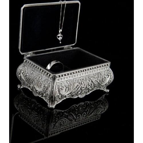 Vintage Jewelry Trinket Box Rectangle Box Metallic Floral Box Small Gift Storage