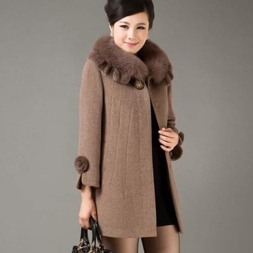 Spring and Autumn Women Coats winter long Female Wool Coat Womens Outwears Detachable collars Plus Size L-5XL