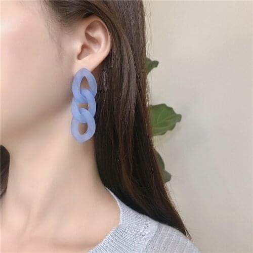 South Korea ins wind jelly color chain earrings female in 2020 the new long tassel earrings K890