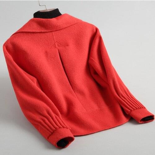 Winter Casual Women Wool Coat Short 2020 Streetwear Autumn Female Jacket Warm Double-side Wool Coat Outerwear 38415LW383