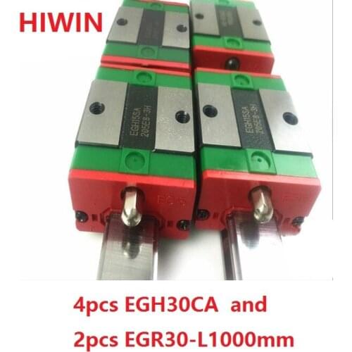 2pcs 100% original HIWIN linear guide rail EGR30 -L 1000mm + 4pcs EGH30CA linear block for CNC router