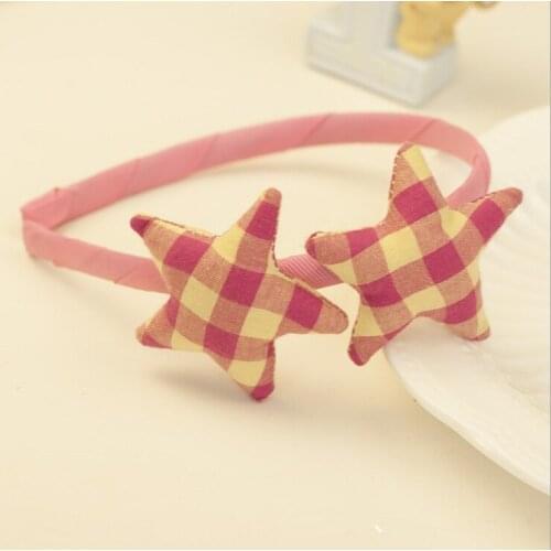 12pcs Fashion Korean Cute Plaid Star Hairbands Solid Stuffed Star Hard Headbands Princess Headwear Girls Hair Accessories