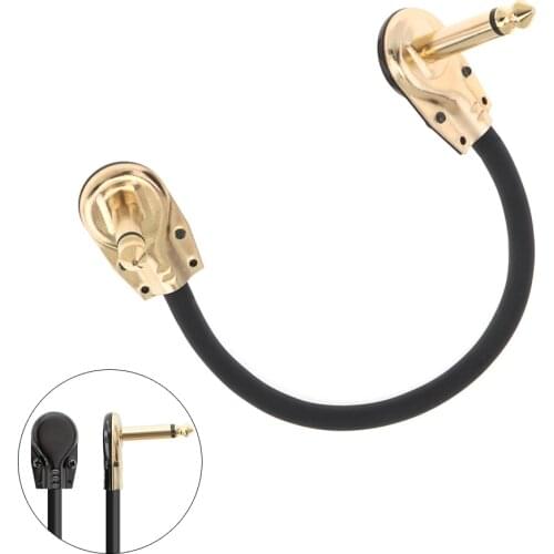 15cm / 6inch Durable Guitar Effect Pedal Instrument Patch Cables 1/4inch 6.3mm Gold Right-angle Plug Black PVC Jacket