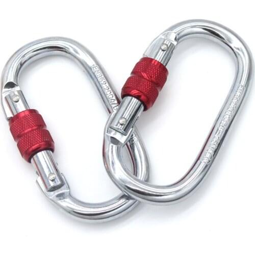 2 Pcs Carabiner for Aerial yoga hammock CE Certificated Silver Steel Carabiner 25KN O Type Hardware for Aerial Dance