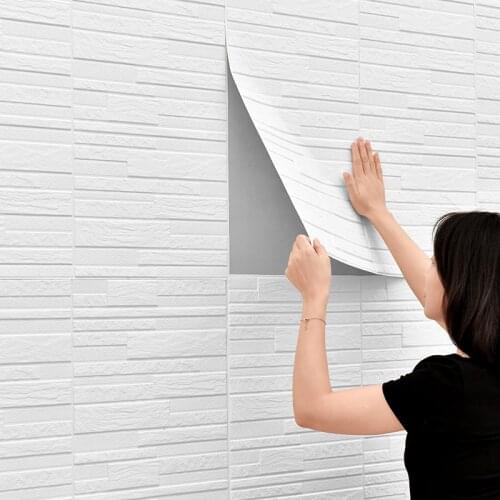 3D Wooden Wall Sticker Home Decor PE Foam Waterproof Wall Covering Self Adhesive Wallpaper For Living Room Bedroom