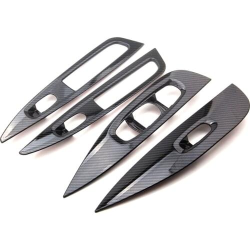 Car Interior Carbon Fiber Style 4PCS Door handle Window Lift Switch Cover Bezel Trim Decal For Nissan Qashqai 2016 Car Styling