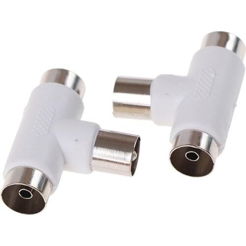 5Pcs 2 Way TV T Splitter Aerial Coaxial Cable Male to 2 Female Connectors Adapter