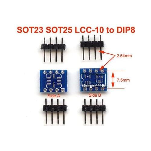 5pcs SOT23 SOT25 LCC-10 To DIP8 Adapter PCB Convertor
