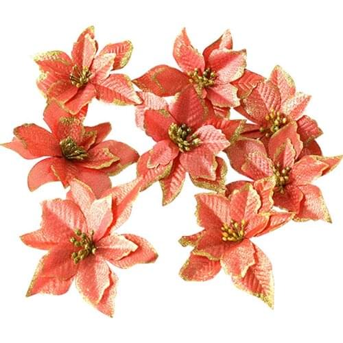 Amawill 8Pcs Merry Christmas Artificial Flower Decoration Christmas Tree Hanging Ornaments Wreaths for Home Happy New Year Decor