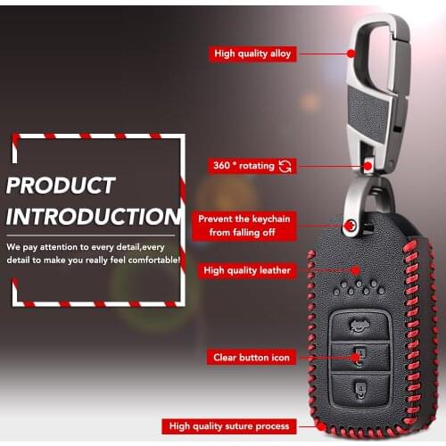 Car-stying For Honda Vezel city civic Jazz CRV Crider HRV 3 buttons Smart Remote protect Leather Car Key Fob Cover Case
