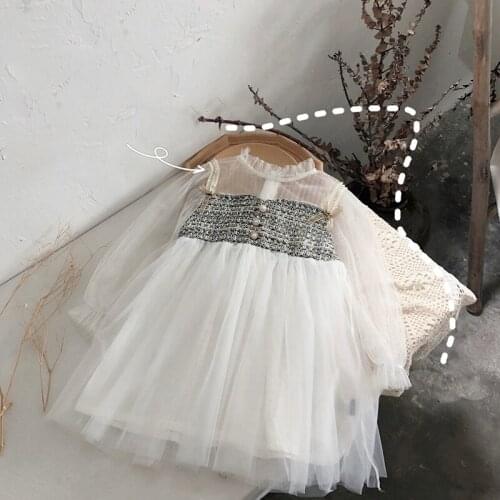 Girls Baby Wedding Party White Dress New Summer Autumn Kids Princess Voile Elegant Dresses Children Casual Clothes Sweet Outfits