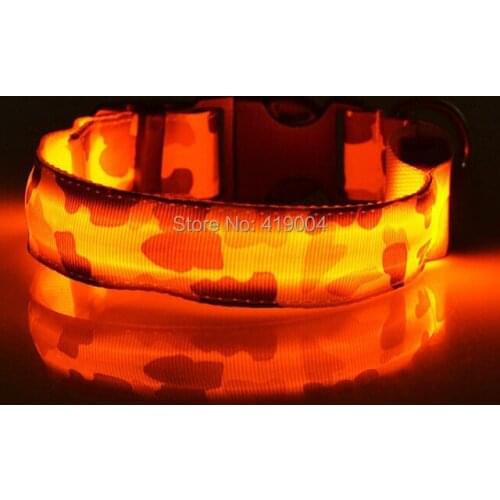 Free shipping Camouflage Adjustable LED Pet Cat Camo Dog LED Collar Safety Glow Necklace Flashing Lighting Up Harness,50pcs/lot