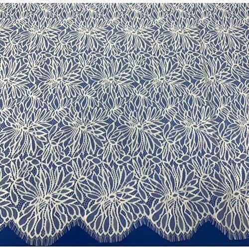 GLace 3M/Lot 1.5M wide Off white French Eyelash Lace Fabric DIY Exquisite Lace Embroidery Clothes Wedding Dress Accessorie TX497