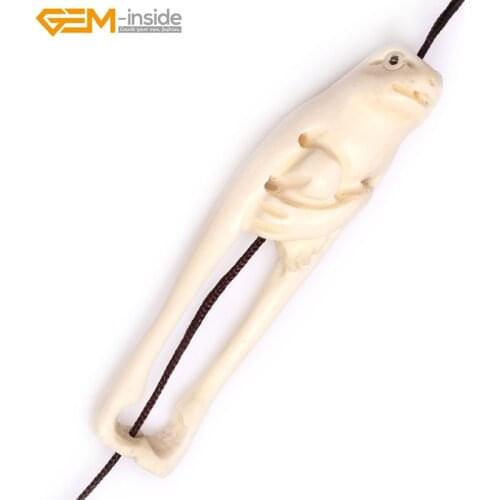 Handmade Carved Animal Owl Monkey Elephant Frog Halloween Tan Cream White Natural OX Bone Jewelry Making Beads Bracelet Necklace