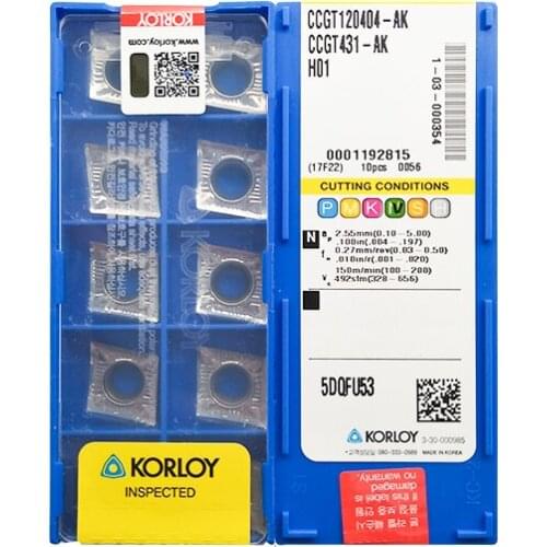 CCGT120404-AK H01 100% KORLOY Original carbide insert with the best quality 10pcs/lot free shipping