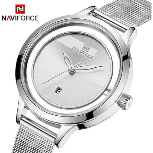 NAVIFORCE Watches Womens Ladies Business Casual Quartz Wristwatch Stainless steel Waterproof Luxury Girls Clock Relogio Feminino