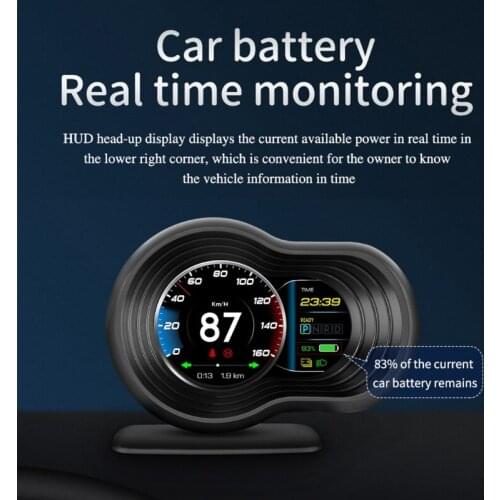 Compatible with Tesla-Model 3/Y Heads Up Display Car HUD LCD Digital Smart Gauge with Speed Clock Battery Power Mileage