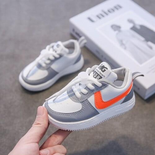 Children Sneakers for Girls and Boys Casual Shoes Breathable Pu Kids Sports Shoes Child Flats Unisex White Shoes Size of 21-30