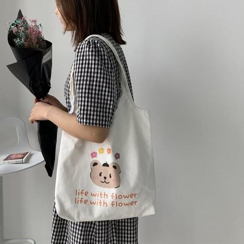 Double-sided printing Canvas Bag Womens Shoulder Bag Fashion Cotton Letter Shopping Shopper Ladies Hand Bags Tote Bags women