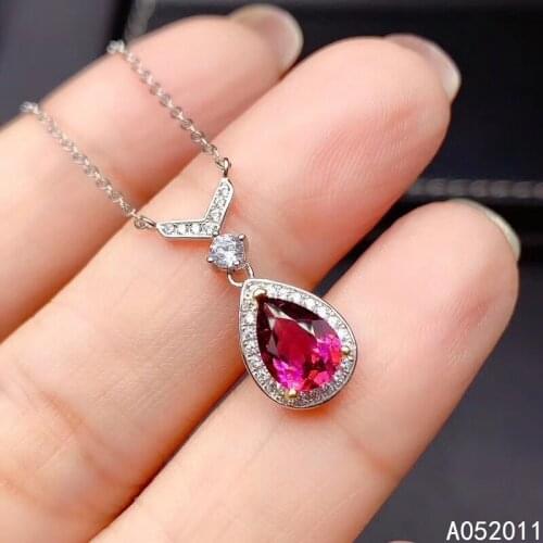 KJJEAXCMY fine jewelry natural garnet 925 sterling silver fashion girl new pendant necklace chain support test hot selling