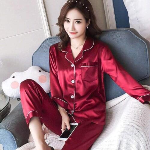 Two Piece Set Satin Silk Pyjamas Loungewear Silk Pajamas Plus Size Women Solid Cute Pajamas for Women Summer Nightwear Pajama
