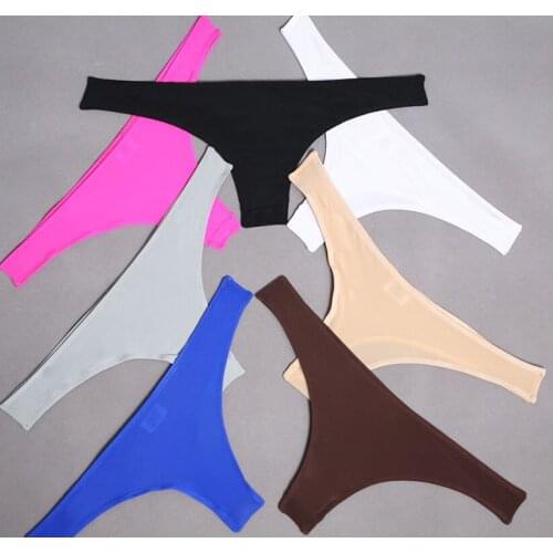 Ice Silk Transparent Sexy Panties Tangas Women Sexy Erotic Lingerie Underwear Thongs And G Strings Calsinha High Elastic Thong