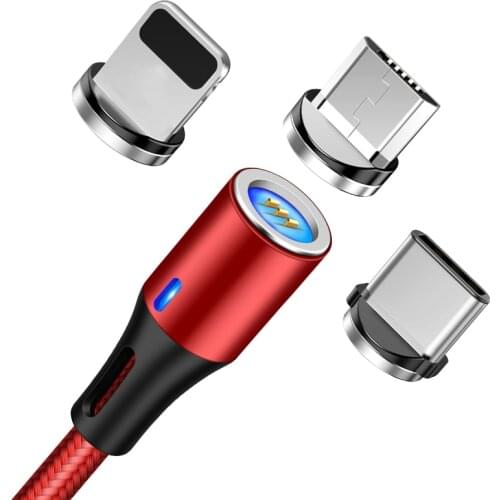 SUNPHG 3 in 1 Fast Charging Magnetic Cable Round Data Sync Type C Wire Micro USB Charge Cables for iPhone Samsung Huawei Xiaomi
