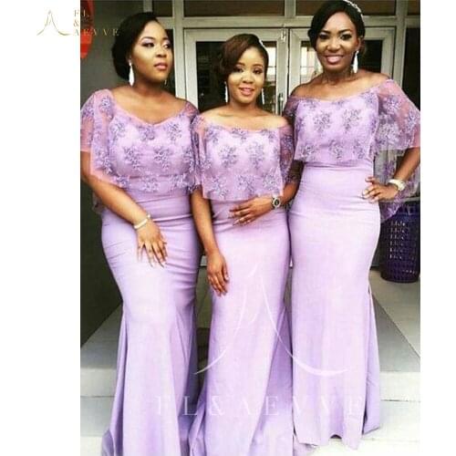 Fashion Lavender Tulle Mermaid Bridesmaid Dresses for Black Women Wedding Party Gowns Plus Size Prom Gown Girl Dress
