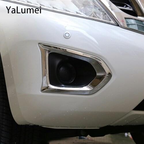 ABS Chrome Car Front Rear Fog Reflex Light Lamp Covers Bumper Trim Frame Decorate For Nissan Patrol Y62 2013-2018 Accessories