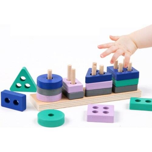 New Building Blocks Early Learning Educational Toys Wooden Montessori Toy Color Shape Match Cognition Kids Toy For Boys Girls