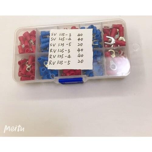 200PCS Crimp Terminals 100PCS SV1.25-3/4/5 and 100PCS RV1.25-3/4/5 combination set Y and O wire connectors Insulated terminal