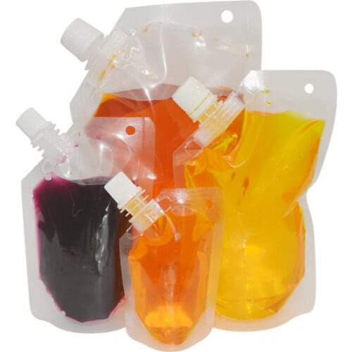 Doypack 50-250ML PET Clear Food Storage Stand Up Spout Liquid Bag Pack Sauce,Beverage,Squeeze,Drink Spout Pouch 20 Pcs/lots