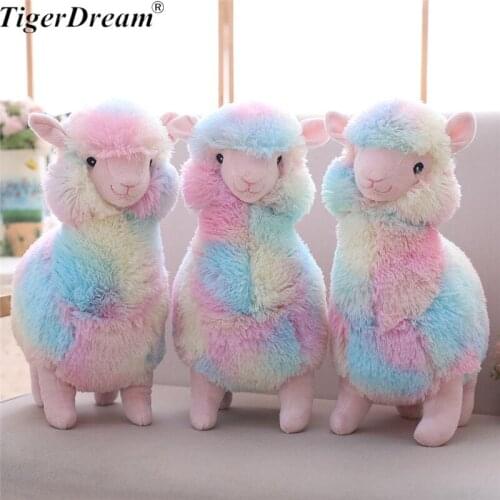 30cm One Piece Rainbow Sheep Plush Toy Soft PP Cotton Stuffed Sheeps Dolls Cute Kids Sleeping Cushions Friends Birthday Gift