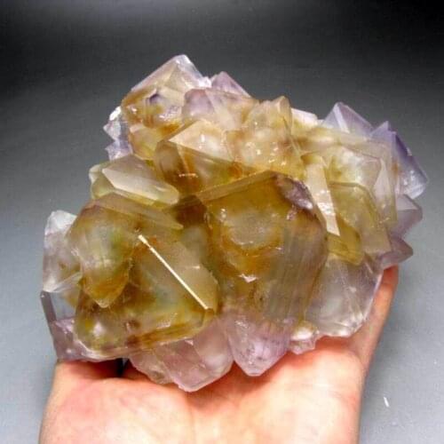 1191g Purple-Yellow Fluorite Cluster w/ Phantom - crystals and stones healing Mineral specimen Home Decor feng shui decoration