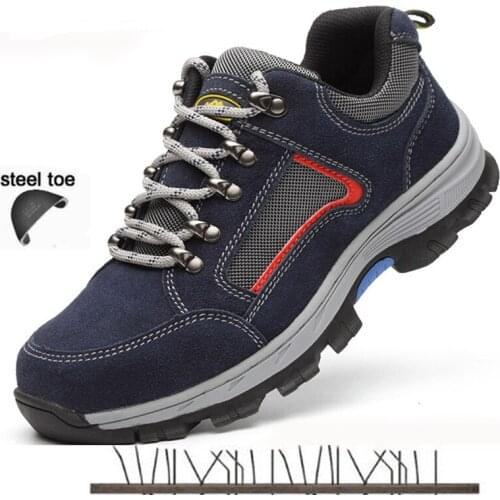 Work Safety Shoes For Men Vintage Blcak Mesh Breathable Steel Toe Cap Boots Mens Labor Insurance Puncture Proof Casual Shoe M517