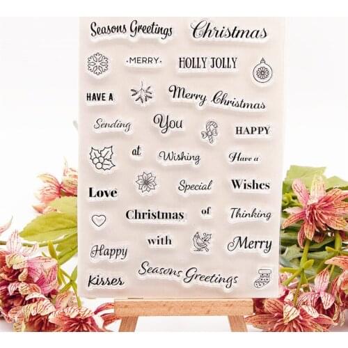 Christmas Winter words Clear Stamps Transparent Seal 10.5x15cm Silicone Seal TPR Halloween Roller stamps DIY Scrapbooking Card