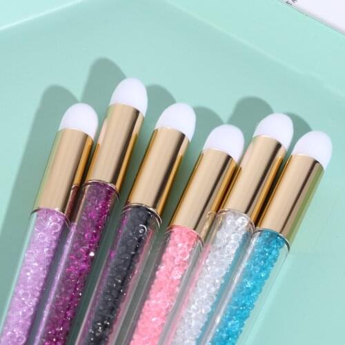 1PC False Eyelashes Cleaning Brushes Eyelashes Extension Crystal Beads Handle Makeup Brush Blackhead Nose Remover Cleaning Brush