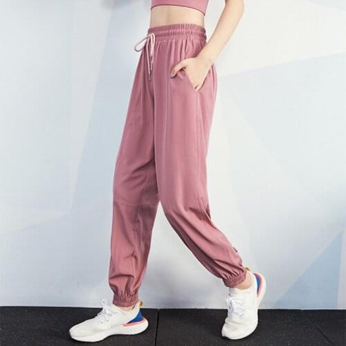 2020 Solid Color Jogging Pants Women Elastic Waist Sweatpants High Waist Fitness Running Pants Loose Sport Trousers Jogger Mujer