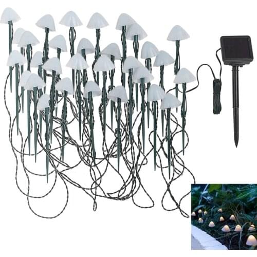 LED Solar Fairy Lighting Outdoor Mushroom Fairy Lights Waterproof Lawn Post Lights Garden Decors Warm White and Colorful