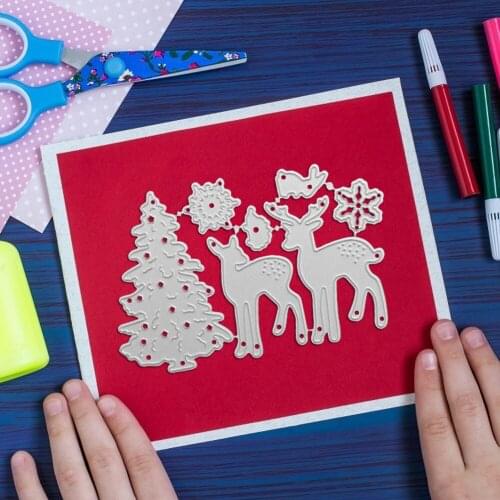 Embossing Cut Die Stencils Metal DIY Craft Decor Cute Christmas Tree Elk Photo Album Stamp Paper Card Hand Curtain Decor