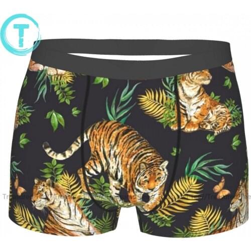 Tiger Underwear Trenky Polyester Plain Trunk Males Pouch Printed Boxer Brief