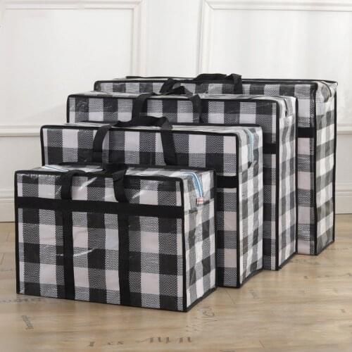 Reinforced Thicken Storage Bags Household Quilt Clothes Organizer Woven Handbag Packing Luggage Bags Foldable Portable Storage